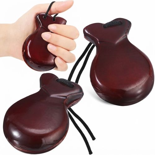Red Pearwood Flamenco Castanets Pair