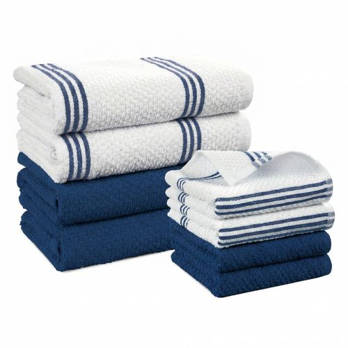Kitchen Dish Towels 8 Piece Set in Blue