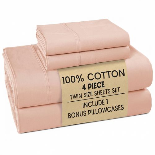 Cotton Percale Twin Sheets in Veiled Rose