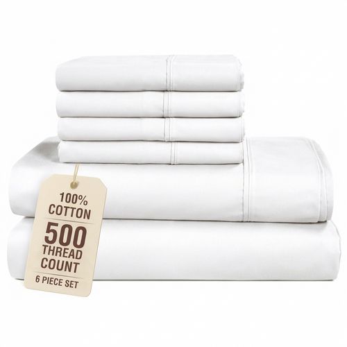 500TC Cotton Queen Sheet Set in Pure White