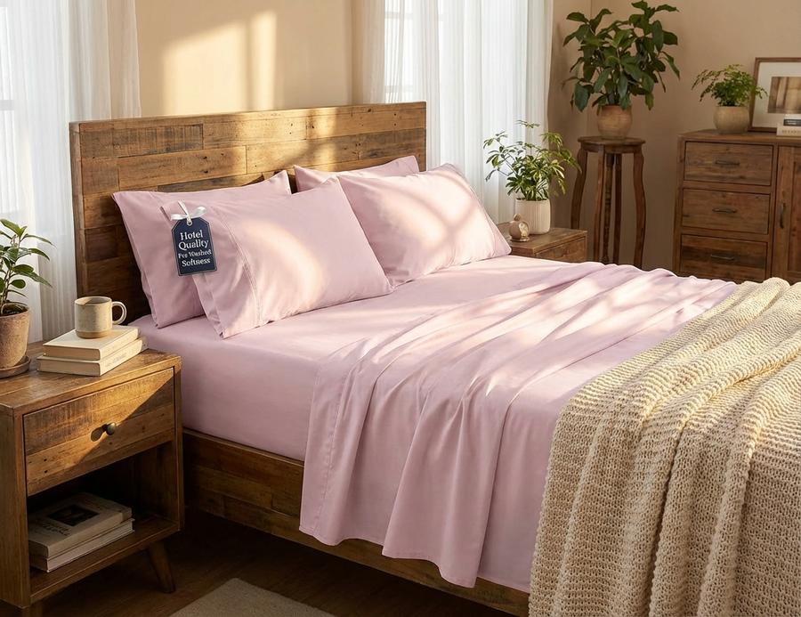 Microfiber sheets in cozy bedroom