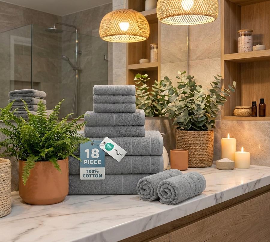 Cotton towels in spa bathroom